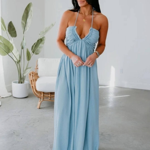 Dresses & Skirts - Denim Blue Halter Maxi Dress